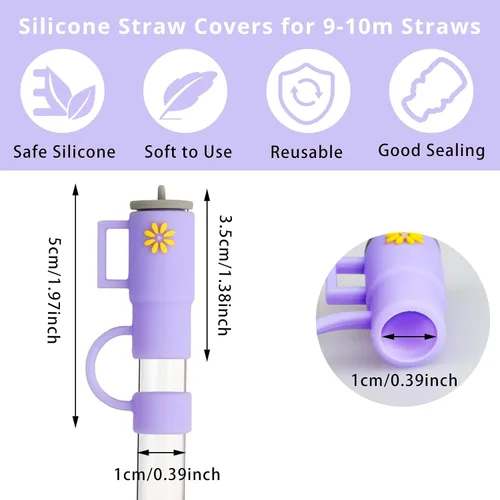 Vista 2 de 6 fundas de popote de silicona para Stanley Cup de 30 oz y 40 onzas, 0.394 in/0.39 pulgadas, resistentes al polvo, a prueba de derrames, accesorios