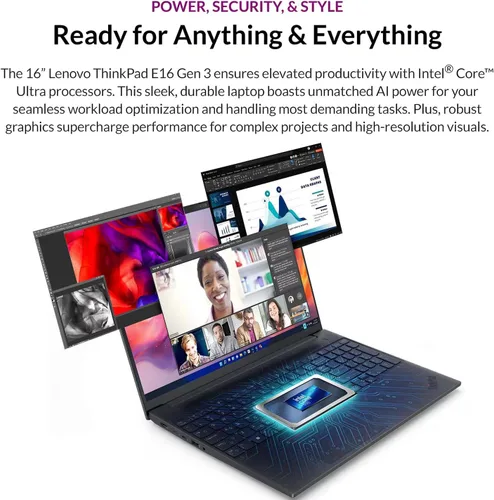Vista 3 de Lenovo ThinkPad E16 Gen 3, 16GB DDR5 RAM, 512GB SSD, 500GB External HDD