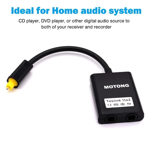 Vista 3 de MOTONG Toslink - Adaptador divisor de audio óptico digital, 1 en 2 salidas