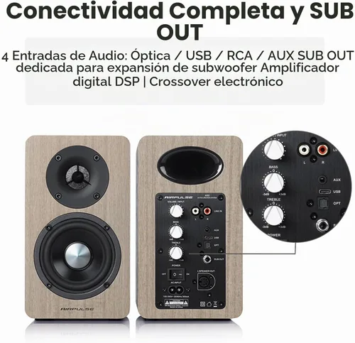 Vista 7 de Edifier Airpulse A60 - Altavoces Bluetooth de alta resolución para Nogal