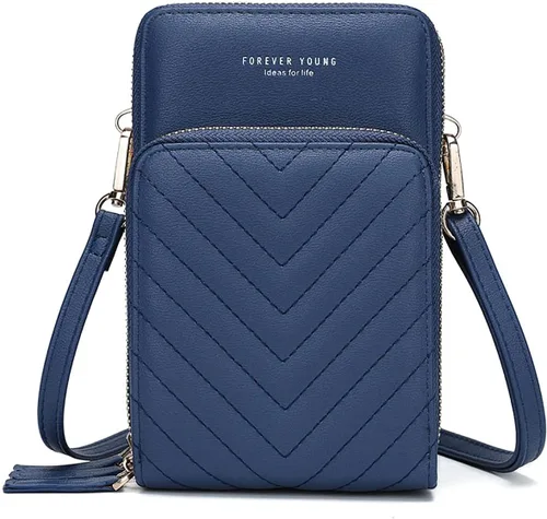 Vista 22 de Myfriday - Bolso pequeño de piel para mujer con correa de guitarra, bolso cruzado mini y bolso de hombro con 2 ranuras para tarjetas A-Negro