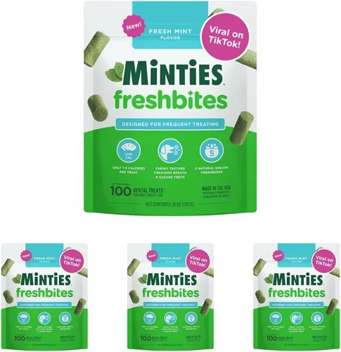 Vista 13 de Minties VetIQ - Golosinas dentales para huesos para perros, masticables dentales para perros pequeños y pequeños (menos de 40 libras), 80
