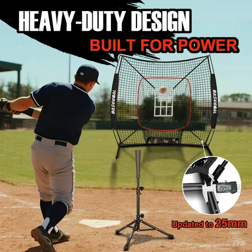 Vista 6 de BaseGoal 6'×6' Baseball Softball Practice Net,Baseball Backstop,with Batting Tee,Ball Caddy,for Hitting Pitching Batting Catching with Bow