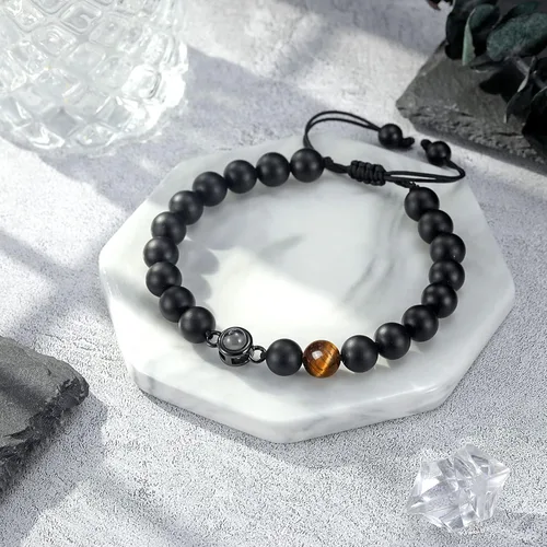 Vista 7 de Regalos para marido, hijo, nieto, sobrino, papá, novio, nuevo papá, hermano, padrastro, tío, te amo en 100 idiomas, pulsera ajustable para hombres