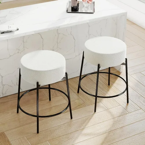 Vista 12 de SoarFlash - Juego de 2 taburetes de bar modernos giratorios, taburetes de barra de 24" Sherpa con asiento giratorio de altura de mostrador