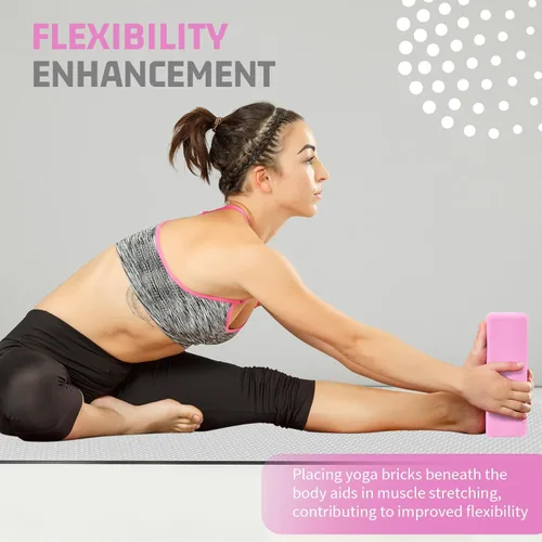 Vista 5 de Yoga Blocks 4 Pack - Premium 3x6x9 IN EVA Foam Bricks for Pilates Workout, Stretching, Meditation Non-slip and Lightweight Yoga Bricks for
