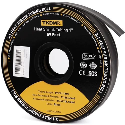 Vista 11 de TKDMR - Tubo termorretráctil de 26 pies y 1/4 pulgadas, relación 3:1, termorretráctil de grado marino, tubo adhesivo para aislamiento de cables