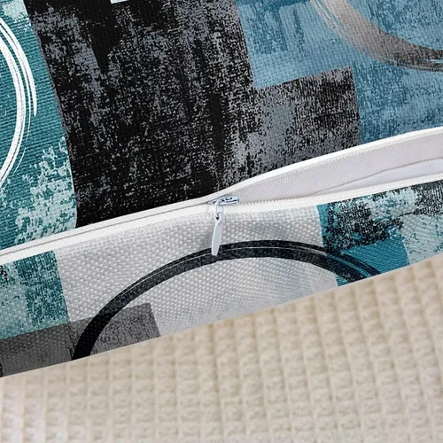 Vista 5 de Erosebridal Paquete de 4 fundas de almohada con diseño de círculos circulares y retro, color verde azulado degradado, fundas de cojín redondas Multi
