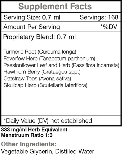 Vista 4 de Extracto sin alcohol de Nerve Secret, cúrcuma, matricaria, pasiflor, espino, cascabel, tintura de glicerita, fórmula de nervios saludables
