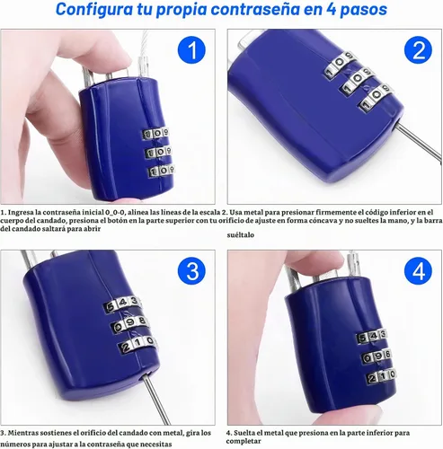 Vista 4 de MEIRIYFA Candado de combinación de 3 dígitos con contraseña para exteriores, impermeable, bloqueo de alambre para Scool Gimnasio, taquillas, puerta