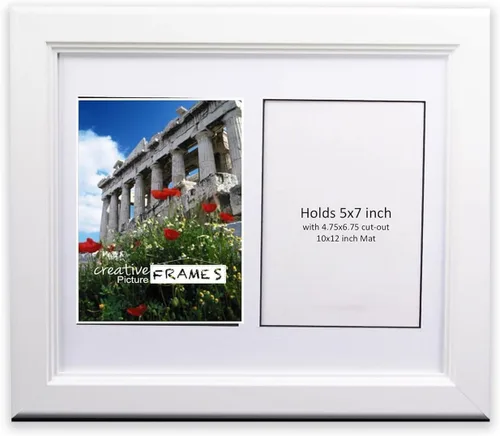 Vista 56 de Creative Picture Frames Marco de Fotos Negro con 2 Aberturas de Vidrio que Contiene Fotografías de 5 por 7 Pulgadas con Paspartú Negro de 10X12