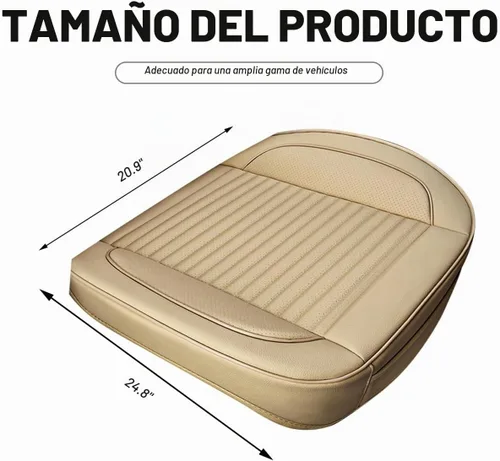 Vista 2 de Funda de cuero para asiento de automóvil, funda de cojín de cuero para asiento delantero y inferior con bolsillo de almacenamiento, protector