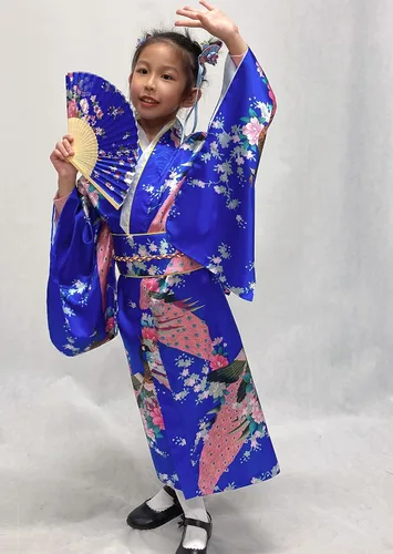 Vista 2 de Vestido tradicional japonés Kimono Bata para niñas, disfraz