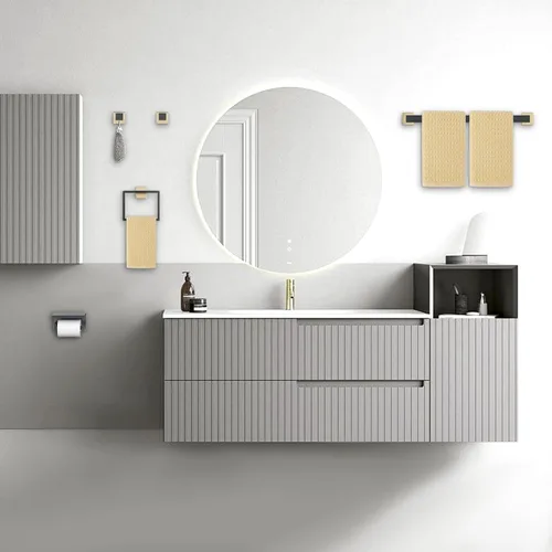 Vista 6 de Juego de Accesorios de Ferretería de Baño Negro y Dorado de 5 Piezas Juego de Barra de Toallas de Acero Inoxidable Juego de Soporte de Toallas Barra