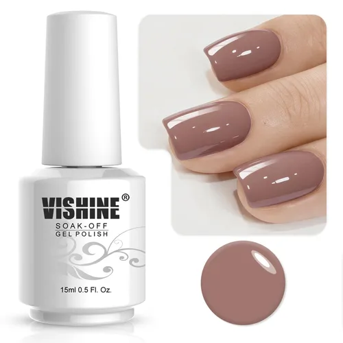 Vista 4 de Vishine Soak-Off Esmalte de gel UV LED Nail Art Manicura Laca Oscuro Salmón Color 006