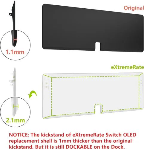 Vista 66 de eXtremeRate DIY Full Set Shell for Nintendo Switch OLED, Replacement Console Back Plate & Kickstand, Custom NS Controller Housing with Full Set