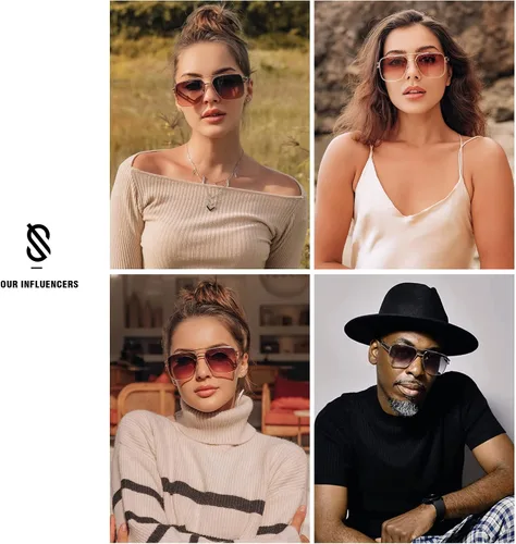 Vista 3 de SOJOS Gafas de sol retro cuadradas con marco de metal para mujeres y hombres vintage doble puente lentes planas para mujer y hombre SJ1180 Varios