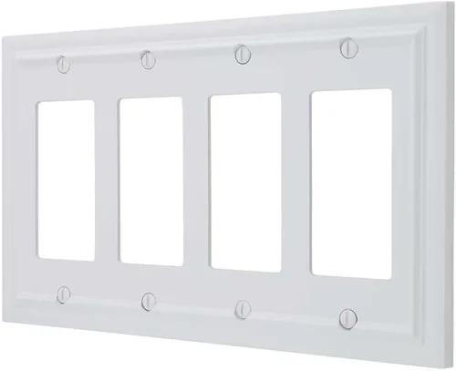 Vista 26 de Amerelle Continental AmerTac 94BVB – 1 tapa de tomacorriente en blanco, de metal fundido, con aspecto de bronce envejecido