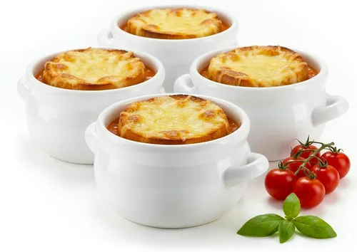 Vista 8 de KooK Tazón de Sopa de Cebolla Francesa, Sopa de Cebolla Francesa, Jarra, Tazón Apto para Horno, Cerámica, Asas, Gres, Lavavajillas, Microondas, Apto