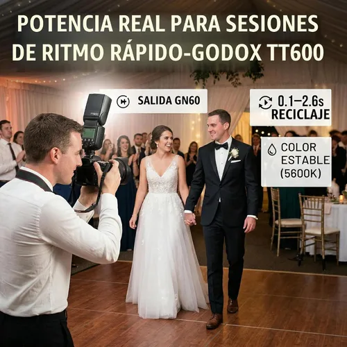 Vista 5 de Godox Flash TT600 - Flash Speedlite con Sistema de Disparador Integrado Compatible para Canon, Nikon, Pentax, Olympus, Fujifilm, Panasonic