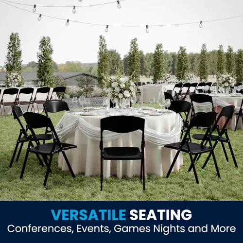 Vista 7 de Flash Furniture HERCULES Series - Silla plegable de plástico negro resistente con soportes integrados