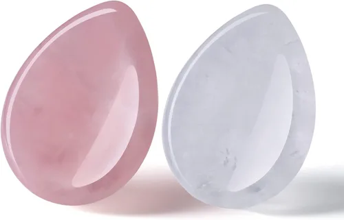 Vista 2 de YATOJUZI Juego de 4 piedras ovaladas para preocupación del pulgar, 7 chakras, amatista, cuarzo rosa, ojo de tigre, piedras naturales talladas a