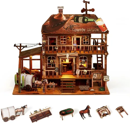 Vista 12 de Kit de rincón de libros: rompecabezas de madera 3D con luces LED interactivas, decoración en miniatura para adultos y adolescentes, encantador