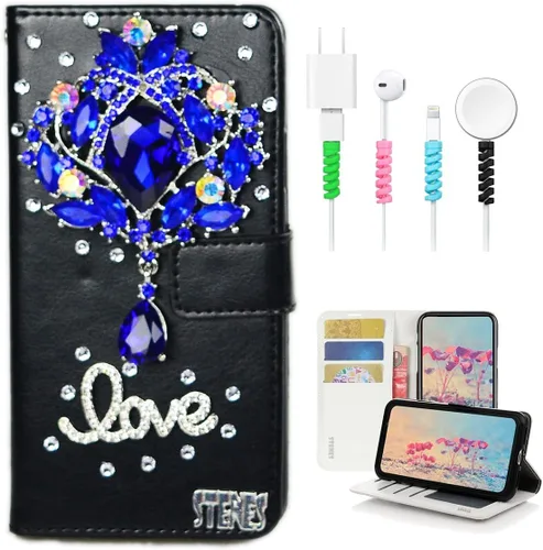 Vista 14 de Bling - Funda tipo cartera compatible con Samsung Galaxy S23 Ultra, elegante - Funda de cuero con diseño de lazo hecho a mano en 3D con protector