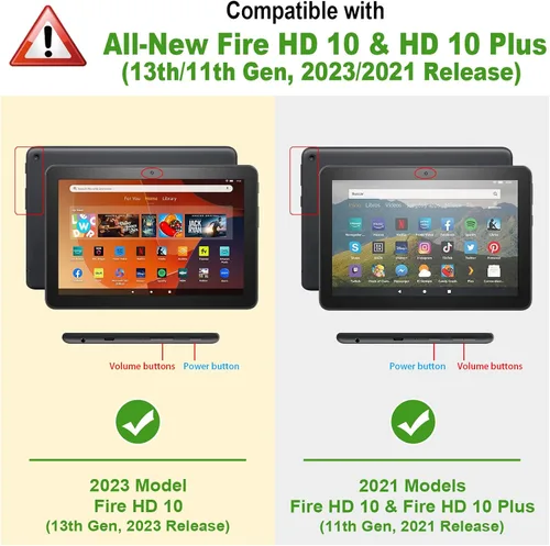 Vista 2 de Fintie Funda para tableta Amazon Fire HD 10 (13ª/11ª generación, versión 2023/2021) – Funda de soporte multiángulo con bolsillo de encendido y Negro
