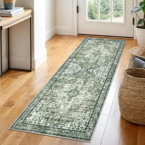 Vista 142 de SIILOOM Alfombra lavable de 2 x 3 pies, alfombra suave color taupe ceniza para entrada, tapete antideslizante para puerta de interior, tapete