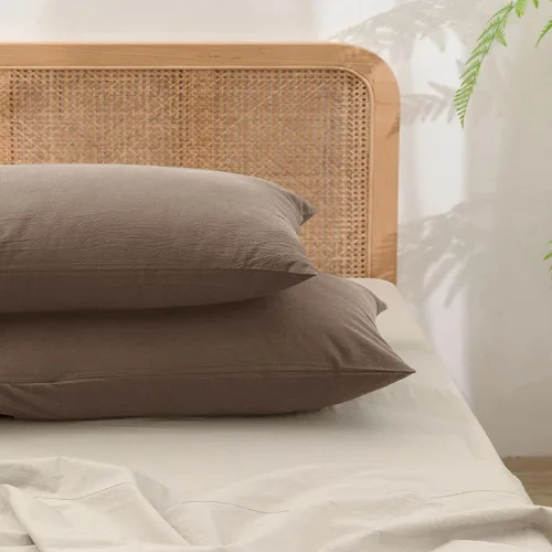 Vista 35 de BESTOUCH 100% Algodón Lavado Funda de Almohada para Cabello y Piel, Sensación de Lino, Suave, Cómoda, Transpirable, Juego de 2 Fundas de Almohada