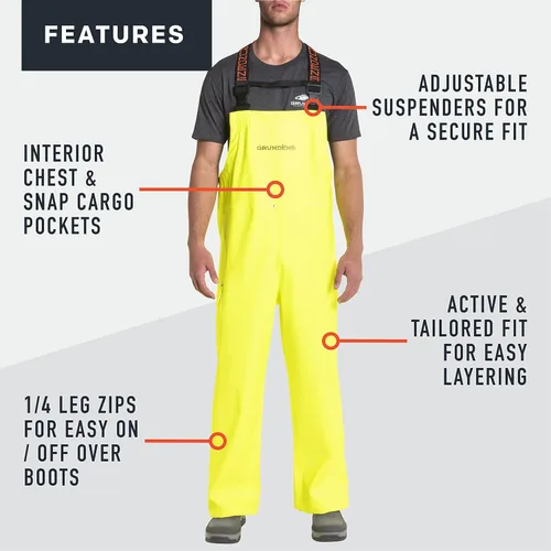 Vista 2 de Grundens Mens Neptune Commercial Fishing Bib Pants Waterproof, Adjustable