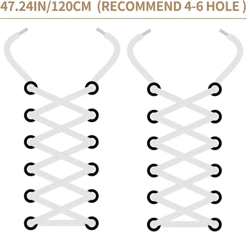 Vista 4 de 3 pares de cordones planos para zapatos deportivos, cordones planos de 516 pulgadas de ancho y 47 pulgadas de largo, cordones blancos de repuesto