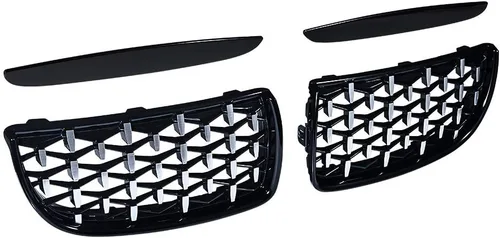 Vista 6 de Rejilla de Riñón Cromada con Malla Brillante en Negro Compatible con BMW 323i 325xi 330i 328i 328xi 335i 335xi E90 E91 Pre-LCI de 2005-2008