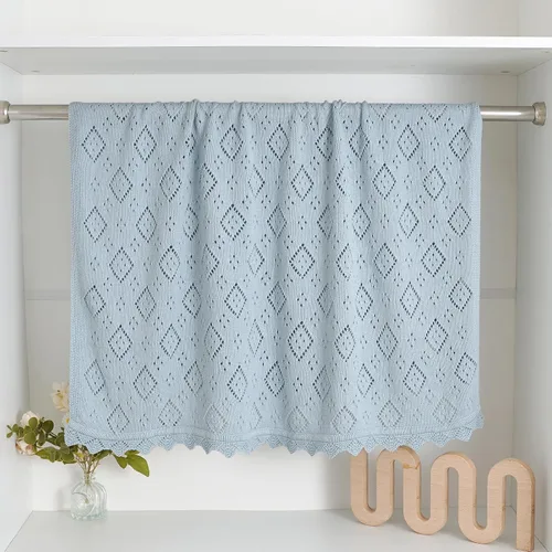 Vista 4 de mimixiong - Manta de algodón neutro para bebé Cochecito para niños y niñas, cuna de 30 x 40 pulgadas, color azul