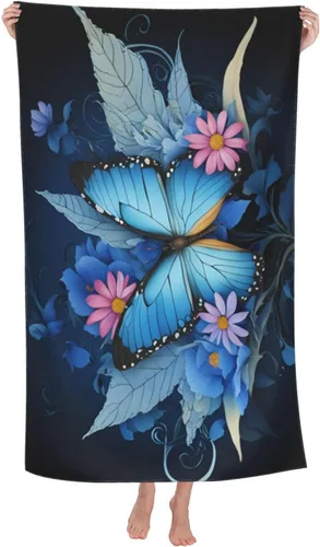 Vista 22 de Dujiea Toalla de playa de microfibra, toallas de baño grandes con diseño floral de caballo 3D para mujeres y hombres, toallas de baño de secado