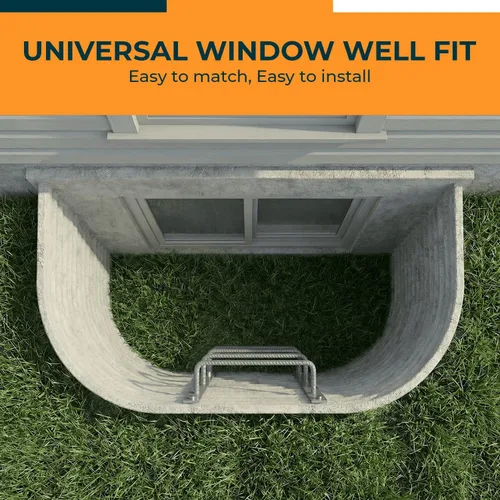 Vista 7 de Escalera de acero para ventanas de sótano (gris, 3 peldaños), escalera de salida atornillada resistente para el hogar, fácil de instalar, escaleras