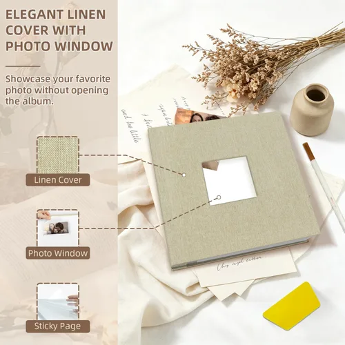 Vista 3 de popotop Álbum de fotos autoadhesivo con ventana de visualización de imágenes, kit de suministros de bricolaje para álbum de recortes de 40 páginas