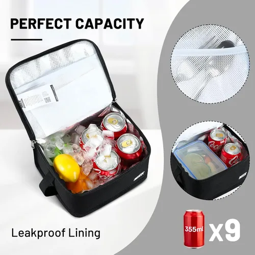 Vista 2 de MIER Lonchera térmica para hombres, mujeres y niños, portátil, pequeña, para 9 latas, mini hielera térmica compacta para escuela, trabajo, picnic