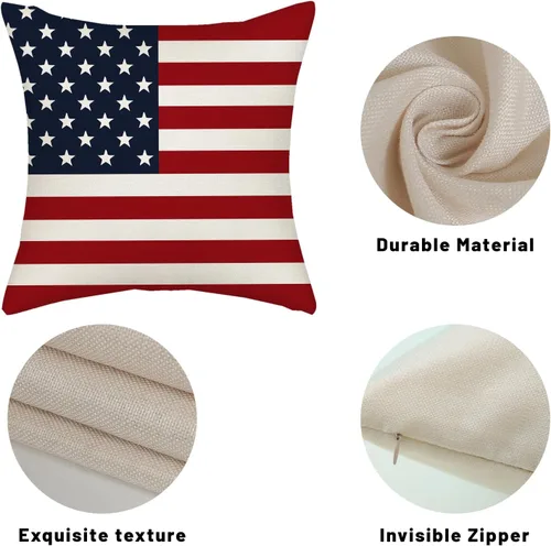 Vista 7 de Juego de 2 fundas de almohada para el 4 de julio, 16 x 16 pulgadas, Día de la Independencia, Día de los Caídos, decoración al aire libre, almohadas