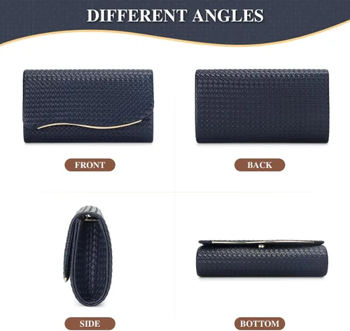 Vista 7 de UBORSE Bolsos de mano de noche para mujer, bolso de noche formal tejido, de cuero vegano, bolso cruzado de hombro, bolsa tipo sobre