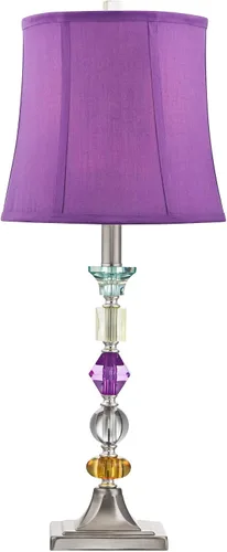 Vista 7 de Bijoux - Lámpara de mesa de 25 1/2" de alto, acrílico, color morado Acrílico apilado sombra púrpura