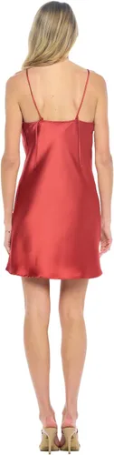Vista 4 de Minivestido de satén con tirantes delgados para mujer, camisón para dormir