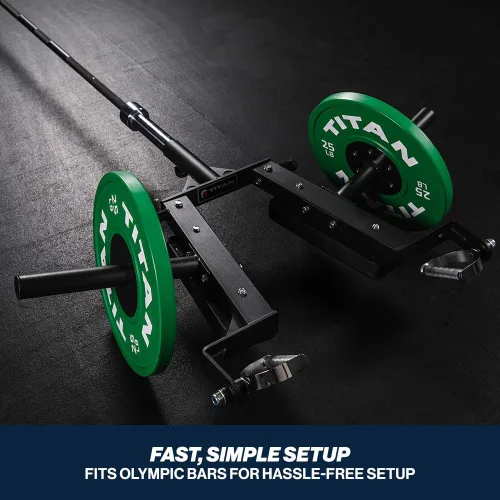 Vista 5 de Titan Fitness Landmine Linebacker - Accesorio de prensa para sentadillas y vikingos, capacidad de 650 libras, se adapta a barras y platos olímpicos