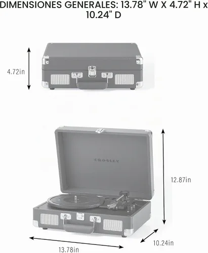 Vista 12 de Crosley CR8005F-AC Cruiser Plus - Tocadiscos vintage de 3 velocidades con Bluetooth, tipo maletín, reproductor de discos de vinilo, tablero