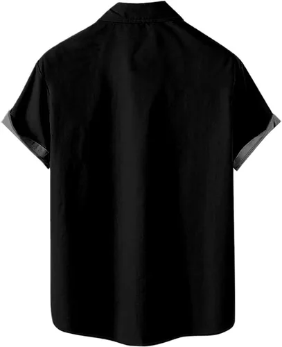 Vista 2 de QIVICIMA Camisas de bolos para hombre, camisa hawaiana grande y alta, retro, con botones, estilo vintage, guayabera