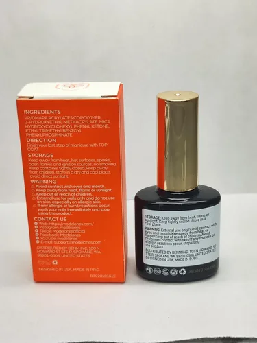 Vista 8 de Modelones – Capa superior de gel sin limpieza de alto brillo y larga duración, transparente para uñas acrílicas, 0.51 onzas líquidas, lámpara Una