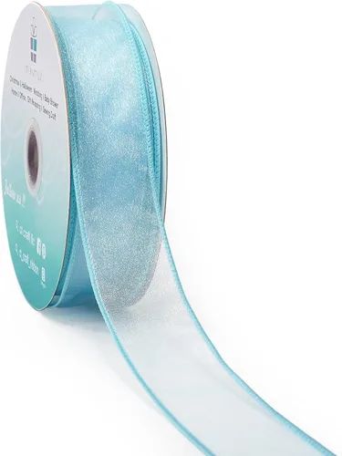 Vista 9 de Cinta de organza transparente con alambre de 2.5 pulgadas x 50 yardas, color blanco para silla de boda, lazo, ramo de flora, envoltura de regalos