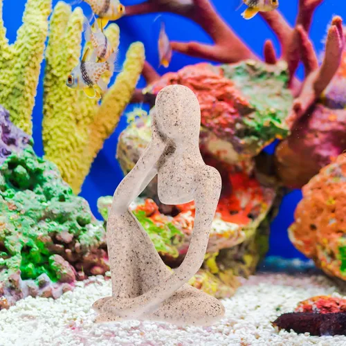 Vista 3 de Estatuilla de pensador de resina, escultura abstracta, estatua decorativa para el hogar, oficina, estantería y escritorio, arte estético único