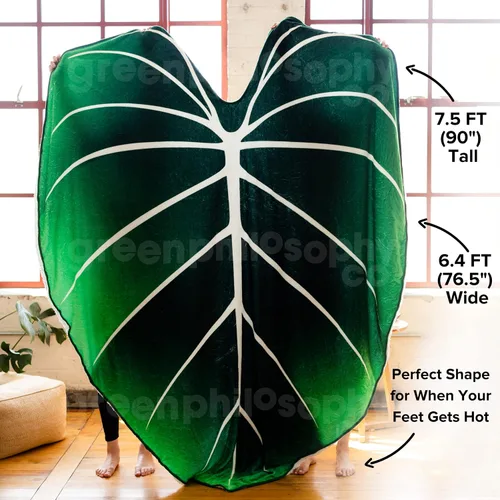 Vista 6 de Green Philosophy Co. Manta de hojas de gloriosum, verde esmeralda, 90 x 76.5 pulgadas